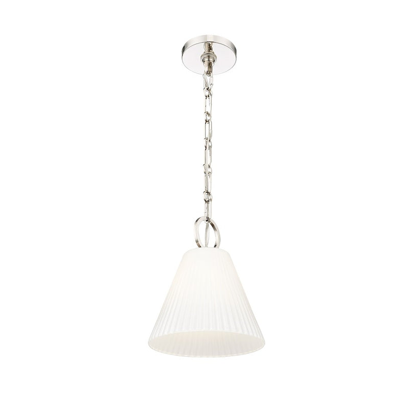 Z-Lite Alaric 1 Light 10" Pendant, Polished Nickel/White