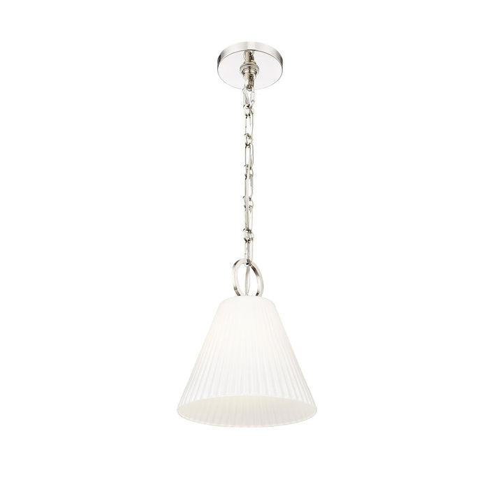 Z-Lite Alaric 1 Light 10" Pendant, Polished Nickel/White