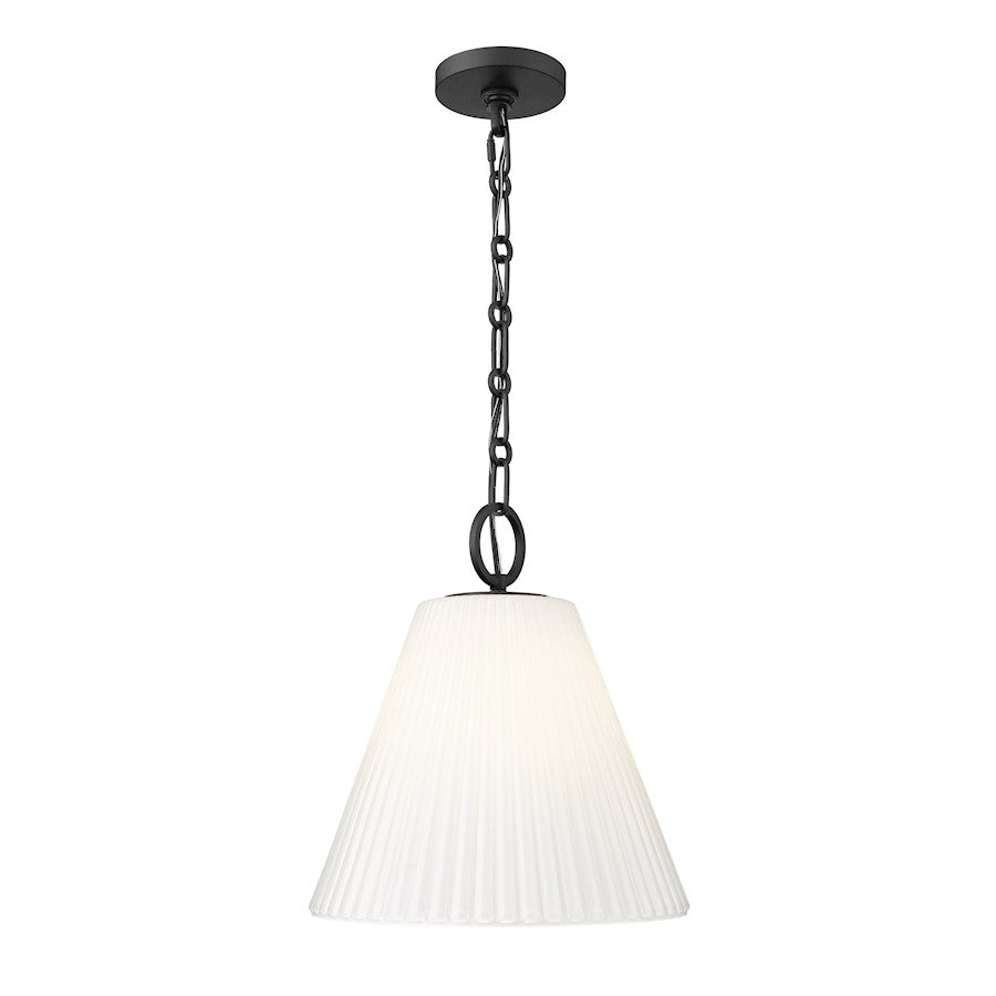 Z-Lite Alaric 1 Light 14" Pendant, Matte Black/White - 3042P14-MB