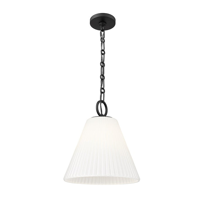 Z-Lite Alaric 1 Light 14" Pendant, Matte Black/White