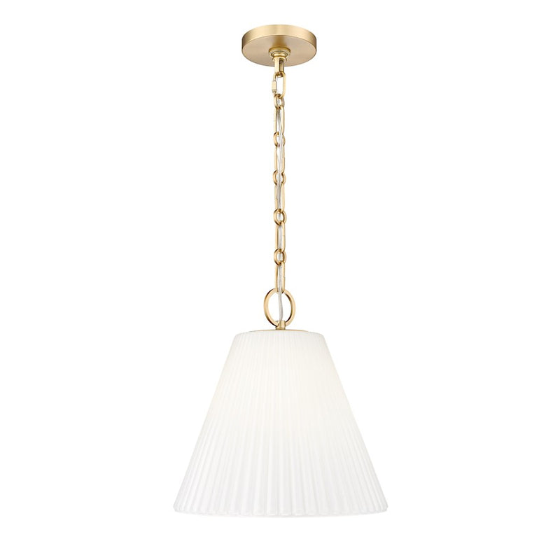 Z-Lite Alaric 1 Light 14" Pendant, Modern Gold/White - 3042P14-MGLD