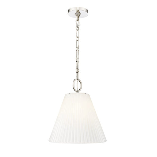 Z-Lite Alaric 1 Light 14" Pendant, Polished Nickel/White - 3042P14-PN