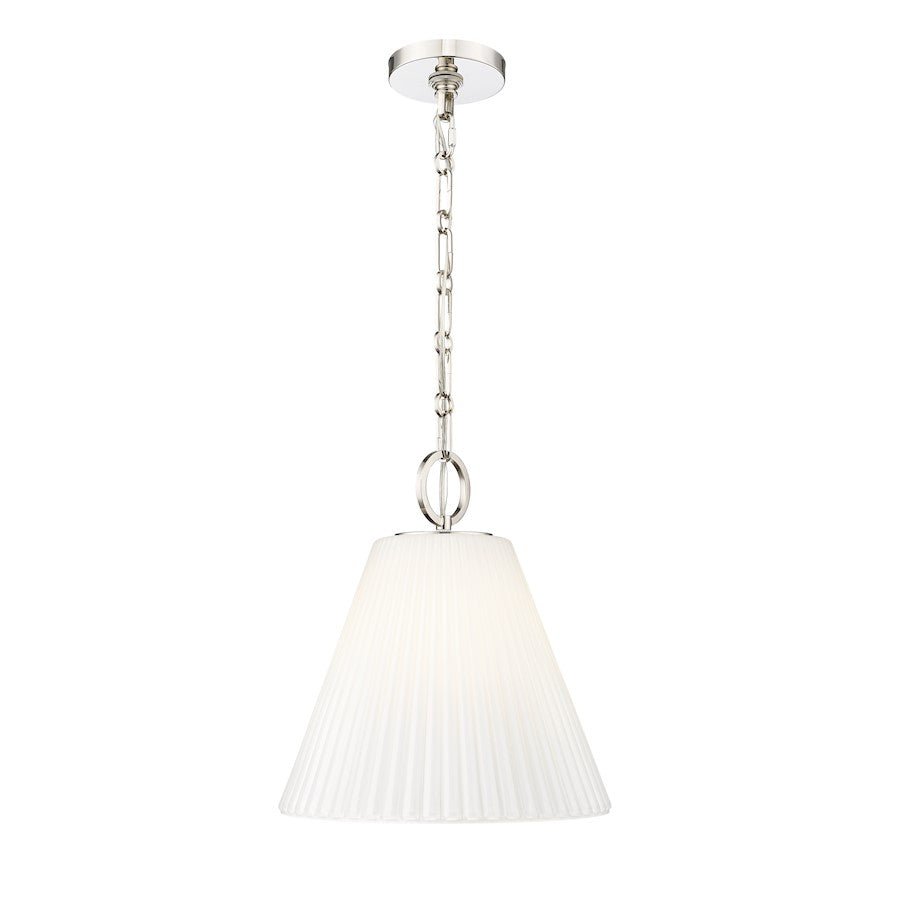 Z-Lite Alaric 1 Light 14" Pendant, Polished Nickel/White - 3042P14-PN