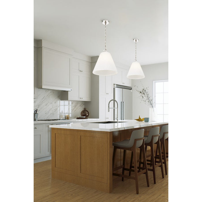 Z-Lite Alaric 1 Light 14" Pendant, Polished Nickel/White