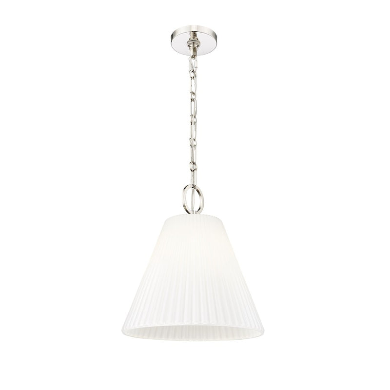 Z-Lite Alaric 1 Light 14" Pendant, Polished Nickel/White