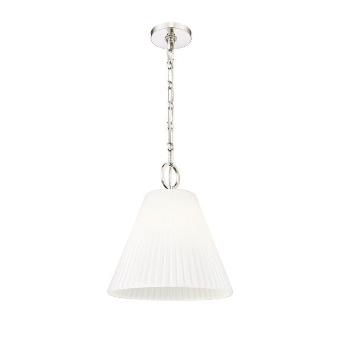 Z-Lite Alaric 1 Light 14" Pendant, Polished Nickel/White