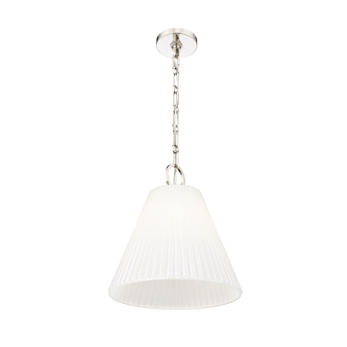 Z-Lite Alaric 1 Light 14" Pendant, Polished Nickel/White