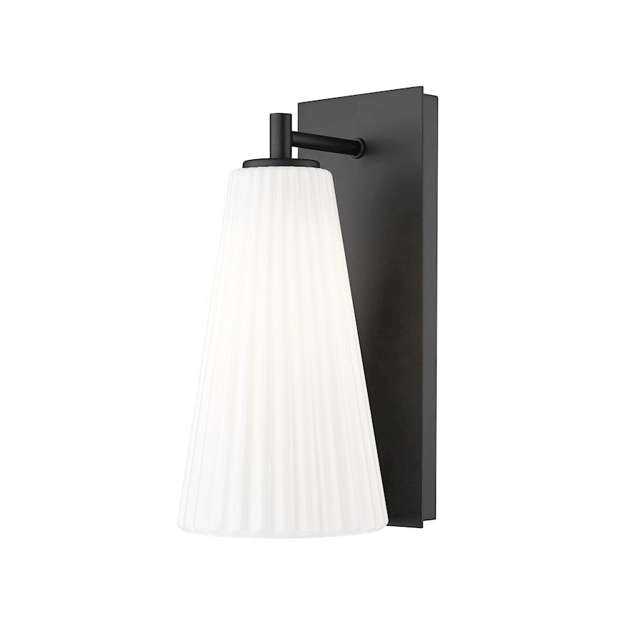 Z-Lite Farrell 1 Light 6" Wall Sconce, Matte Black/White - 3043-1SS-MB