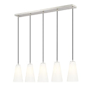 Z-Lite Farrell 5 Light 6" Linear Chandelier, Brushed Nickel/White - 3043P6-5L-BN