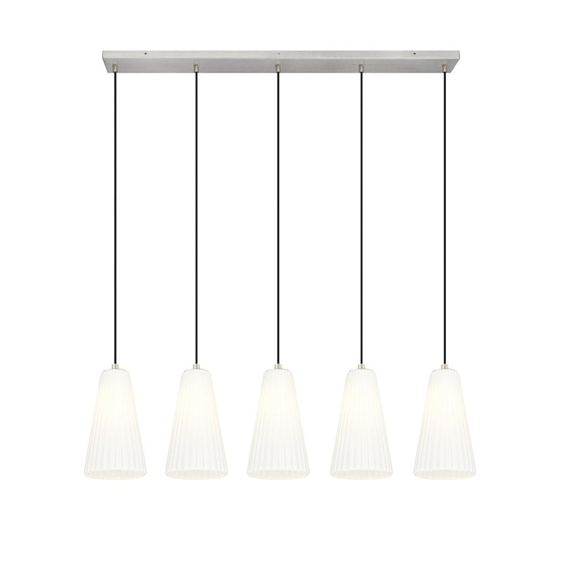 Z-Lite Farrell 5 Light 6" Linear Chandelier, Brushed Nickel/White