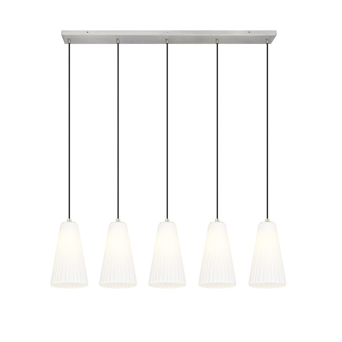 Z-Lite Farrell 5 Light 6" Linear Chandelier, Brushed Nickel/White