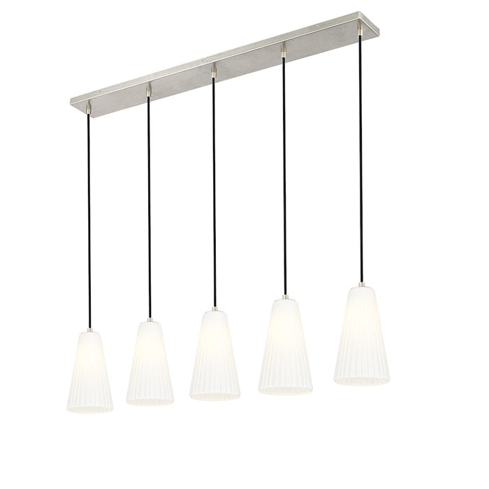 Z-Lite Farrell 5 Light 6" Linear Chandelier, Brushed Nickel/White