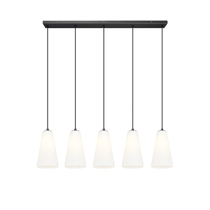 Z-Lite Farrell 5 Light 6" Linear Chandelier, Matte Black/White