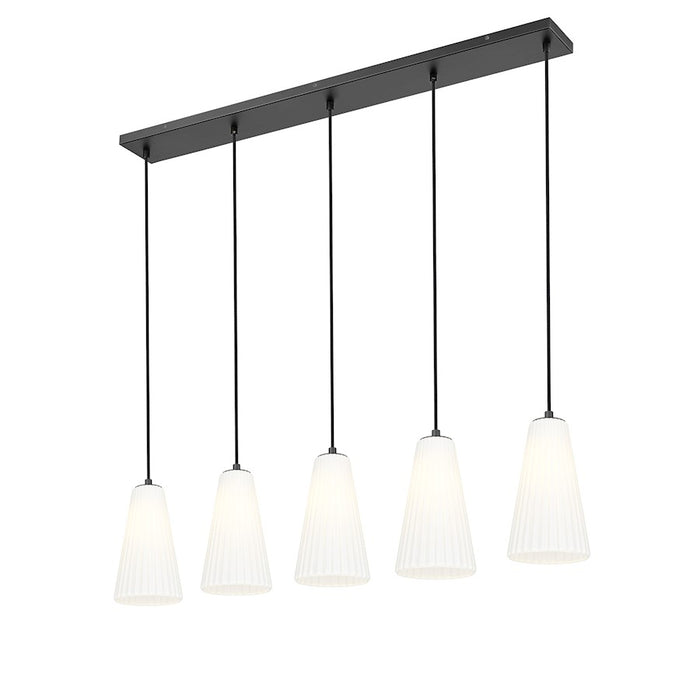 Z-Lite Farrell 5 Light 6" Linear Chandelier, Matte Black/White