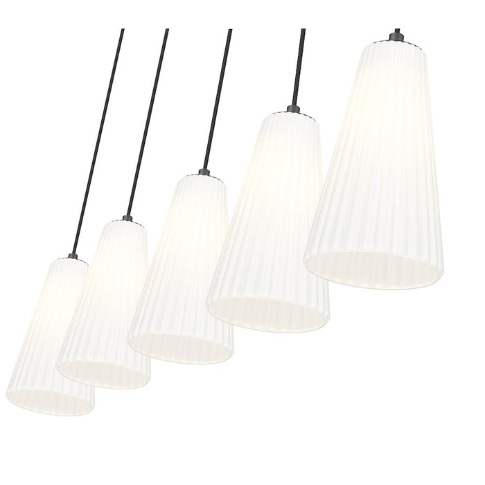 Z-Lite Farrell 5 Light 6" Linear Chandelier, Matte Black/White