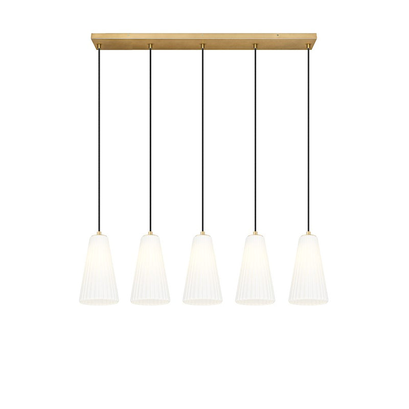 Z-Lite Farrell 5 Light 6" Linear Chandelier, Modern Gold/White