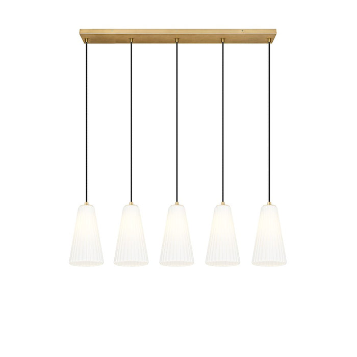 Z-Lite Farrell 5 Light 6" Linear Chandelier, Modern Gold/White