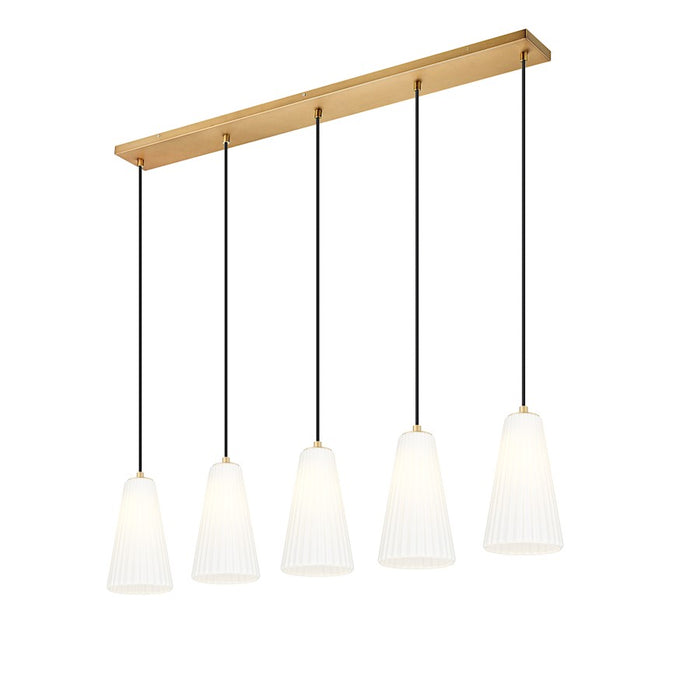 Z-Lite Farrell 5 Light 6" Linear Chandelier, Modern Gold/White