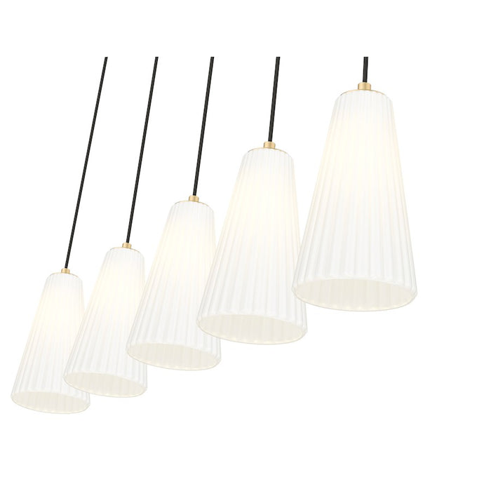 Z-Lite Farrell 5 Light 6" Linear Chandelier, Modern Gold/White