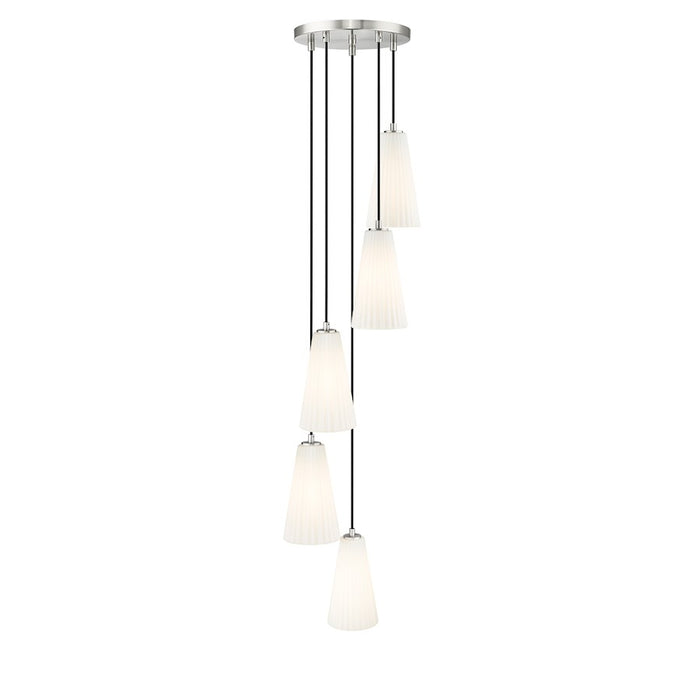 Z-Lite Farrell 5 Light 11" Chandelier, Brushed Nickel/White