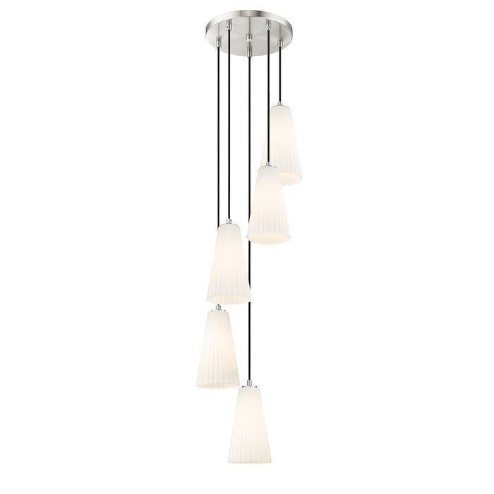 Z-Lite Farrell 5 Light 11" Chandelier, Brushed Nickel/White