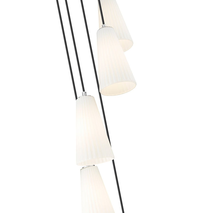 Z-Lite Farrell 5 Light 11" Chandelier, Brushed Nickel/White