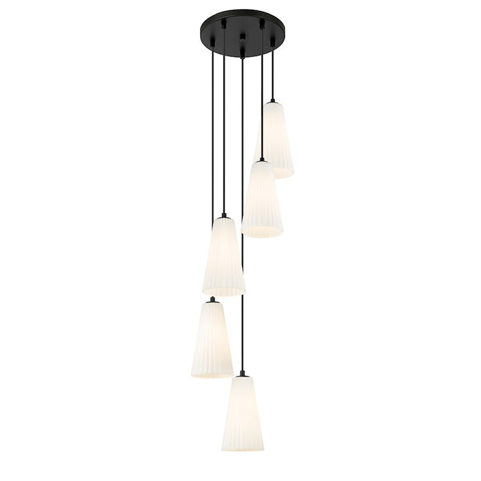 Z-Lite Farrell 5 Light 11" Chandelier, Matte Black/White