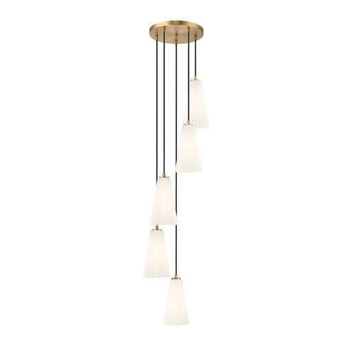 Z-Lite Farrell 5 Light 11" Chandelier, Modern Gold/White - 3043P6-5R-MGLD