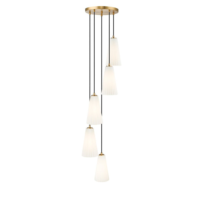 Z-Lite Farrell 5 Light 11" Chandelier, Modern Gold/White