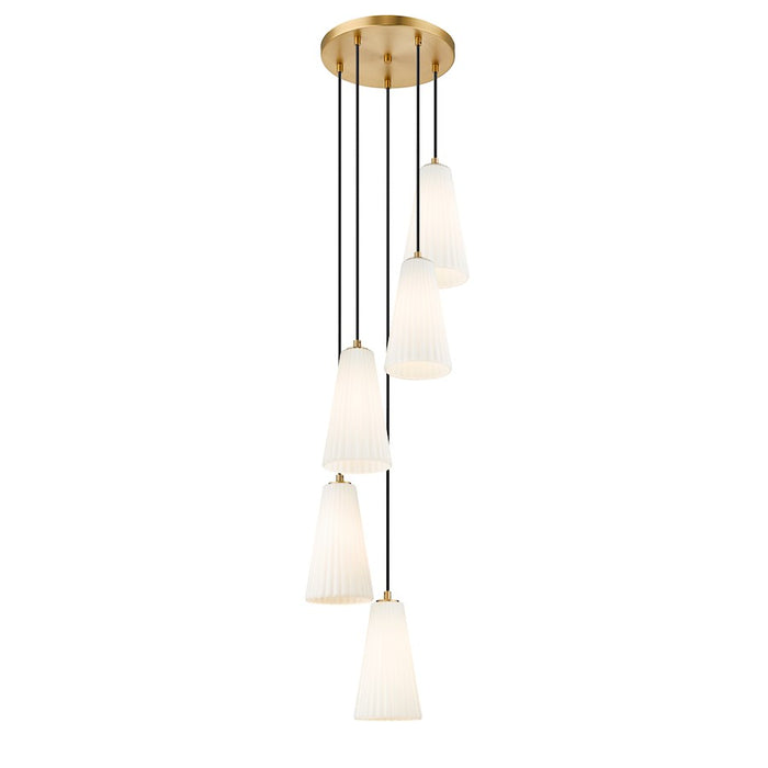 Z-Lite Farrell 5 Light 11" Chandelier, Modern Gold/White