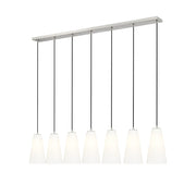 Z-Lite Farrell 7 Light 6" Linear Chandelier, Brushed Nickel/White - 3043P6-7L-BN