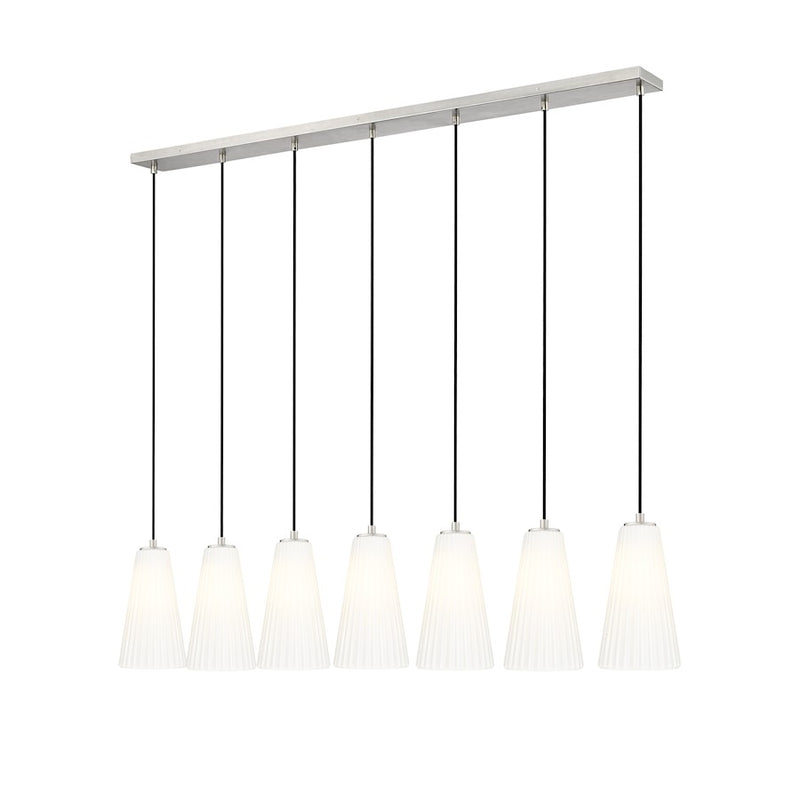 Z-Lite Farrell 7 Light 6" Linear Chandelier, Brushed Nickel/White - 3043P6-7L-BN