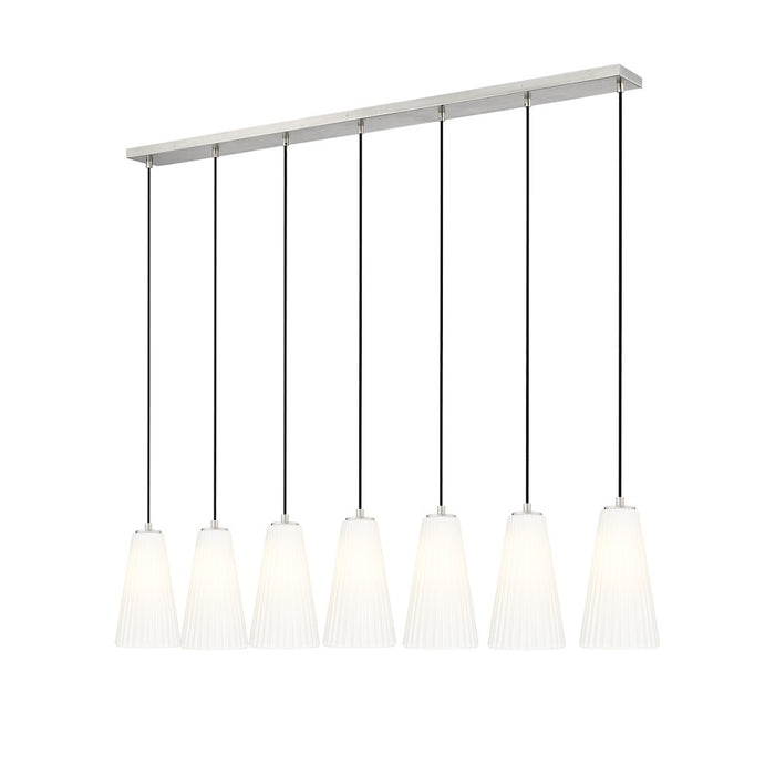 Z-Lite Farrell 7 Light 6" Linear Chandelier, Brushed Nickel/White - 3043P6-7L-BN