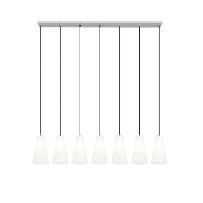 Z-Lite Farrell 7 Light 6" Linear Chandelier, Brushed Nickel/White