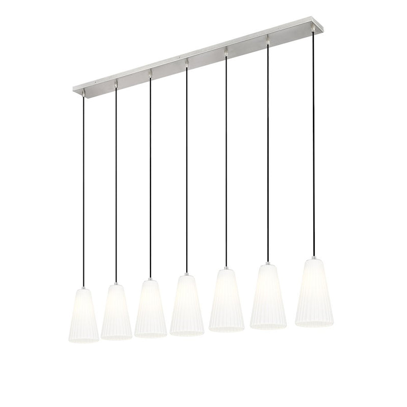 Z-Lite Farrell 7 Light 6" Linear Chandelier, Brushed Nickel/White