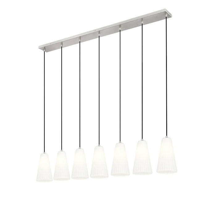 Z-Lite Farrell 7 Light 6" Linear Chandelier, Brushed Nickel/White