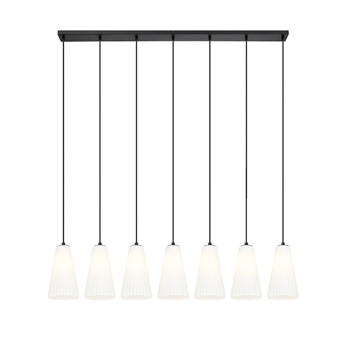 Z-Lite Farrell 7 Light 6" Linear Chandelier, Matte Black/White