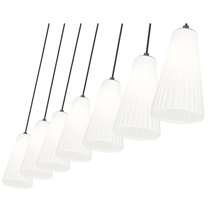 Z-Lite Farrell 7 Light 6" Linear Chandelier, Matte Black/White