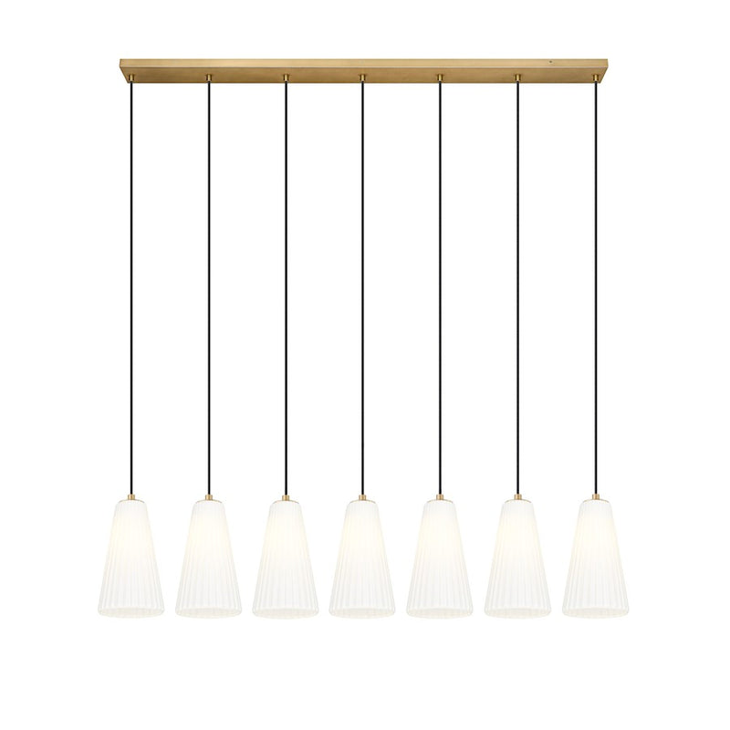 Z-Lite Farrell 7 Light 6" Linear Chandelier, Modern Gold/White