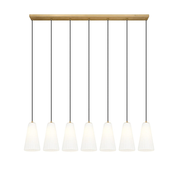 Z-Lite Farrell 7 Light 6" Linear Chandelier, Modern Gold/White