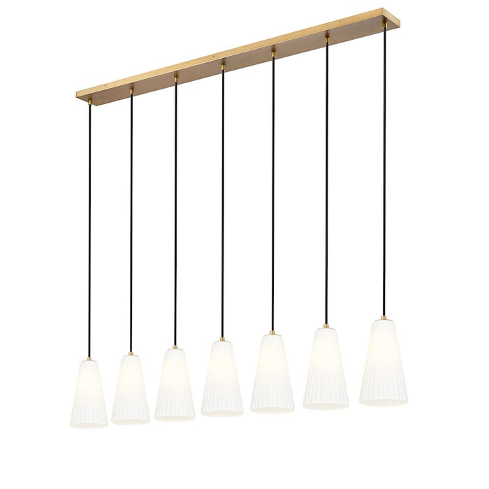 Z-Lite Farrell 7 Light 6" Linear Chandelier, Modern Gold/White