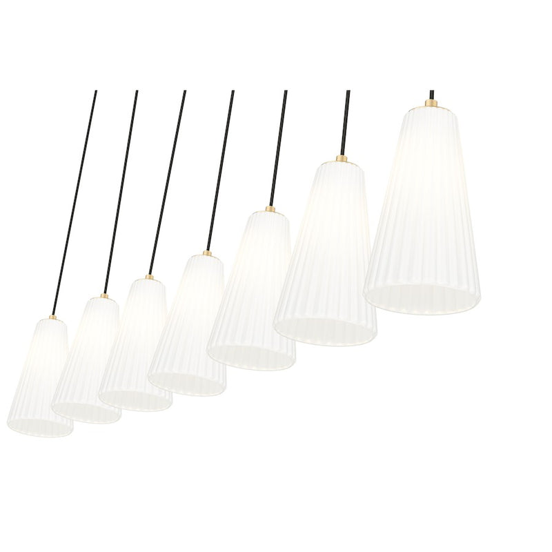 Z-Lite Farrell 7 Light 6" Linear Chandelier, Modern Gold/White