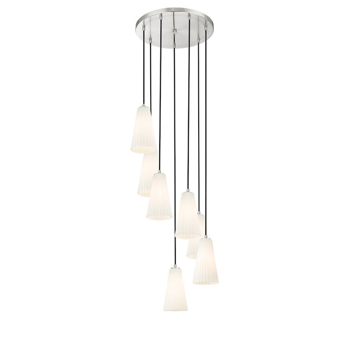 Z-Lite Farrell 7 Light 11" Chandelier, Brushed Nickel/White