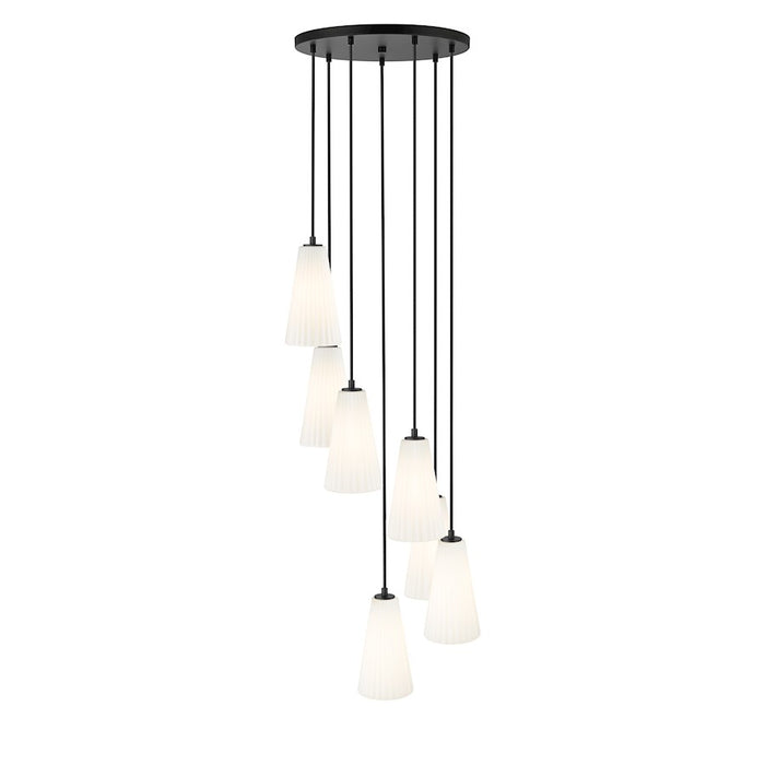 Z-Lite Farrell 7 Light 11" Chandelier, Matte Black/White