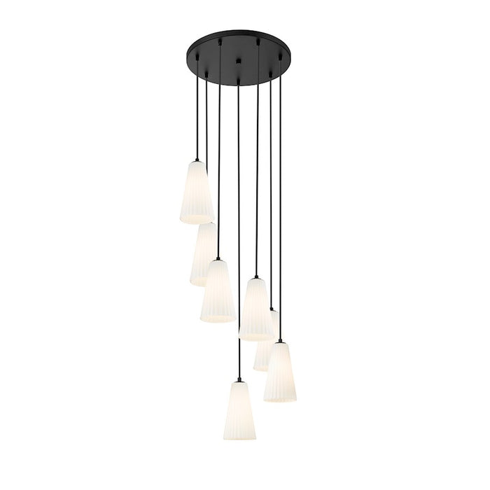 Z-Lite Farrell 7 Light 11" Chandelier, Matte Black/White