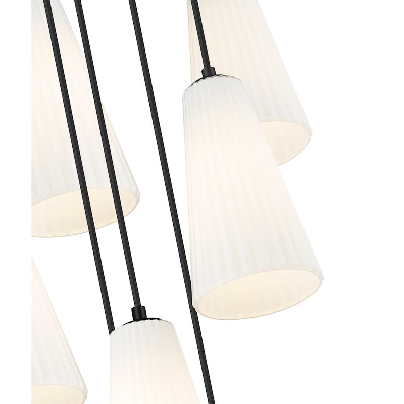 Z-Lite Farrell 7 Light 11" Chandelier, Matte Black/White