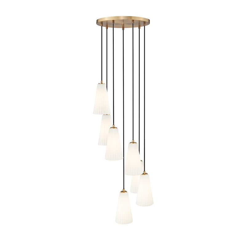 Z-Lite Farrell 7 Light 11" Chandelier, Modern Gold/White