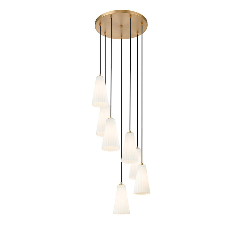 Z-Lite Farrell 7 Light 11" Chandelier, Modern Gold/White