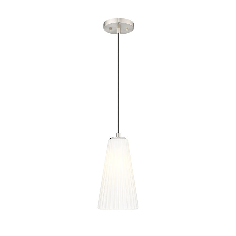 Z-Lite Farrell 1 Light 6" Pendant, Brushed Nickel/White - 3043P6-BN