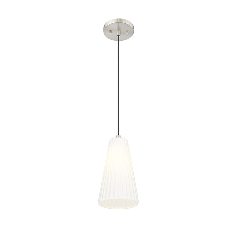 Z-Lite Farrell 1 Light 6" Pendant, Brushed Nickel/White